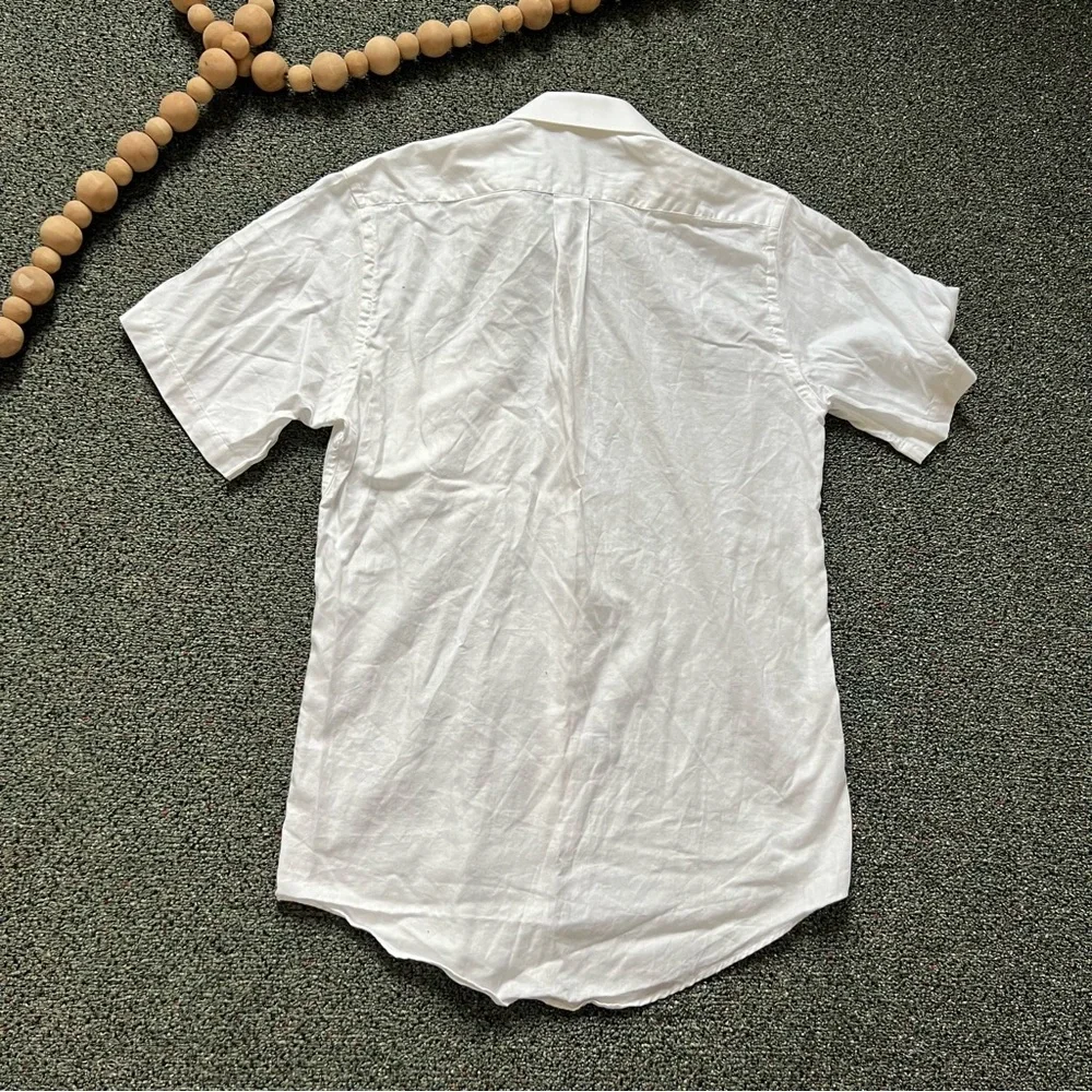ADONIS White Cotton Short Sleeve Button Down Formal Fancy Dress Shirt Neck 14.5 - Picture 5 of 16